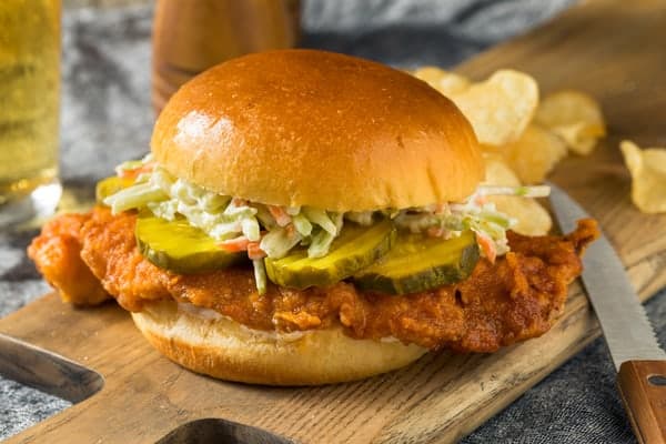 fish sandwich with cole slaw